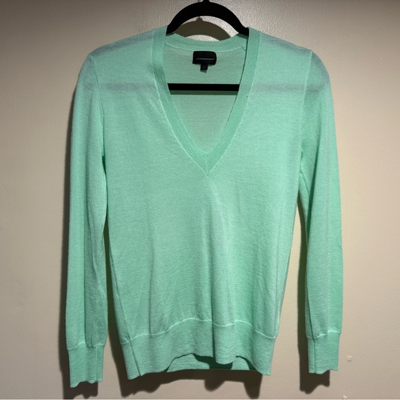 J.CREW 100% Italian Cashmere Boyfriend V-Neck Sweater seafoam green - Picture 6 of 7